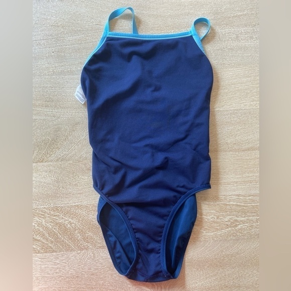 Speedo Endurance Navy Light Blue Performance One Piece Swimsuit Beach Diving - Picture 7 of 11